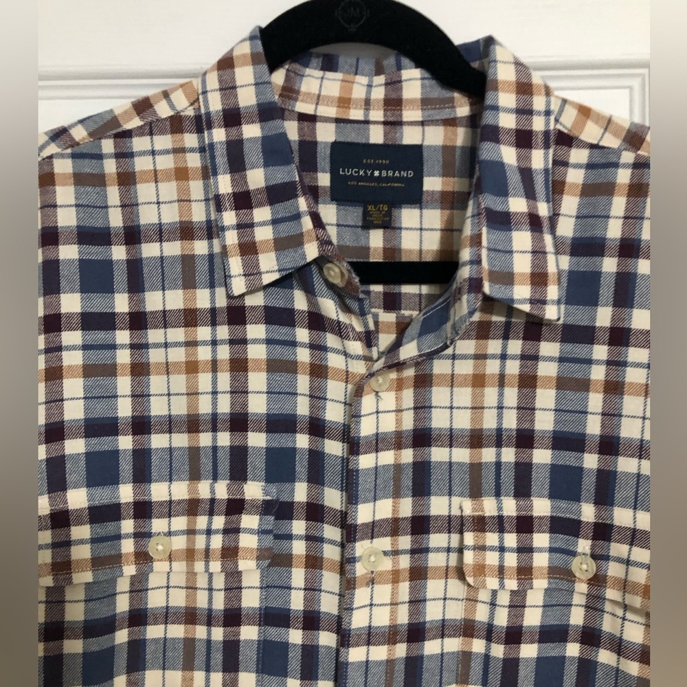 Lucky brand casual‎ plaid button down shirt mens size XL